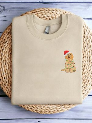 Embroidered Christmas Dog Sweatshirt Goldendoodle Dog Christmas Sweatshirt Women Christmas Sweatshirt Crewneck Ugly Xmas Sweater Shirt Unique revetee 5