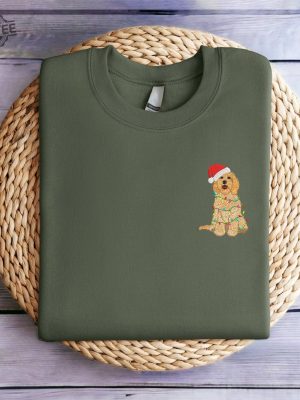 Embroidered Christmas Dog Sweatshirt Goldendoodle Dog Christmas Sweatshirt Women Christmas Sweatshirt Crewneck Ugly Xmas Sweater Shirt Unique revetee 6