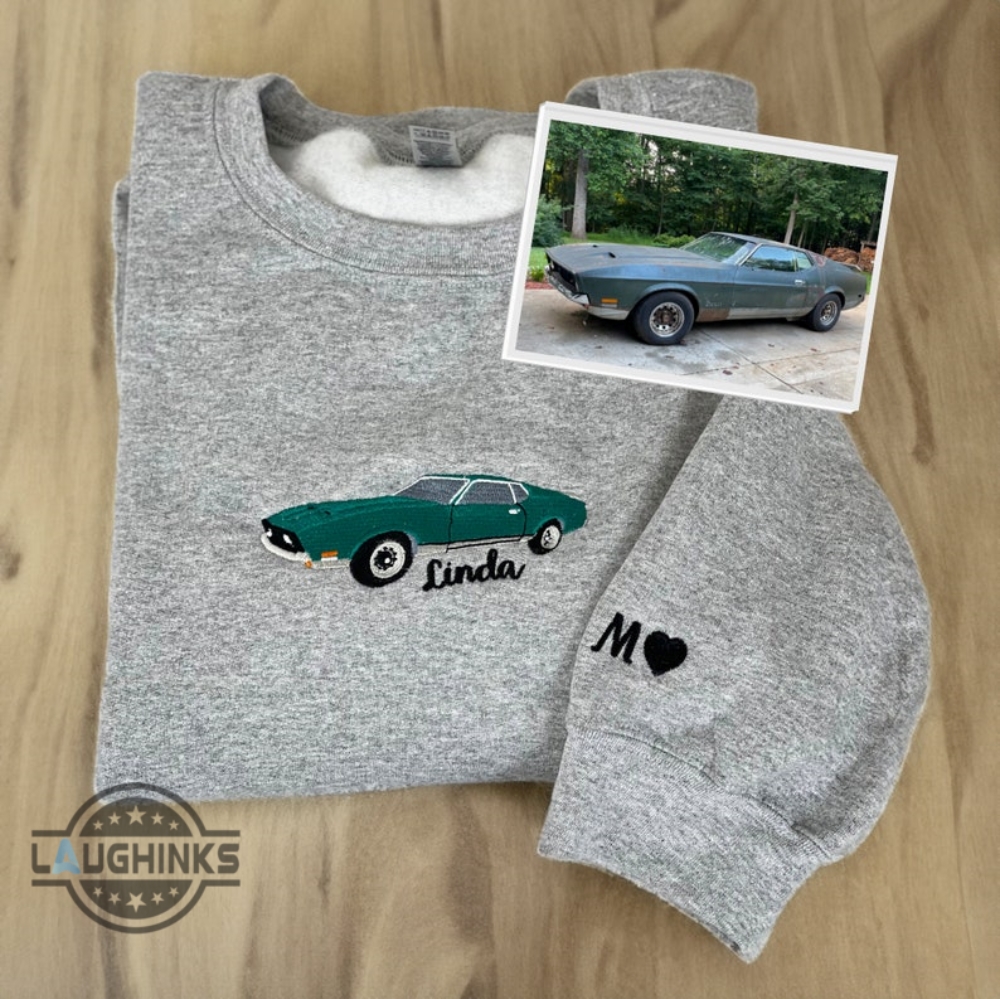 Car Embroidered Hoodie Sweatshirt Tshirt Embroidered Custom Text Upload Car Photo Shirts Classic Cars Offroad Anniversary Embroidery Gift For Mens Drivers