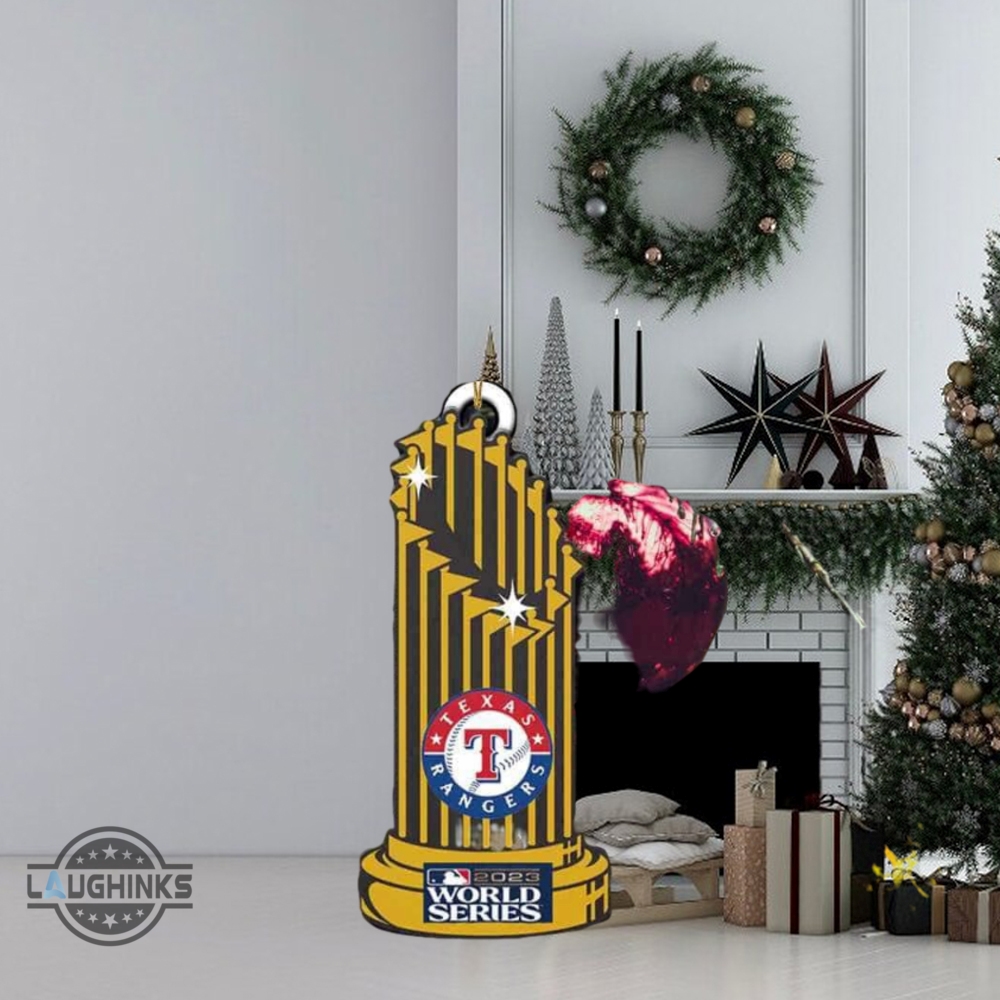 Texas Rangers World Series Christmas Ornament Mlb 2023 Champions Trophy Wooden Ornaments Texas Rangers Tree Decorations Baseball Holiday Xmas Gift