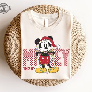 Retro Checkered Mickey Christmas Shirt Christmas Family Shirt Disney Christmas Shirt For Kids Youth Toddler Disneyland Sweatshirt Unique revetee 4