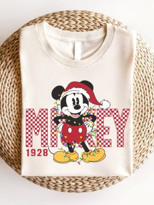 Retro Checkered Mickey Christmas Shirt Christmas Family Shirt Disney Christmas Shirt For Kids Youth Toddler Disneyland Sweatshirt Unique revetee 4