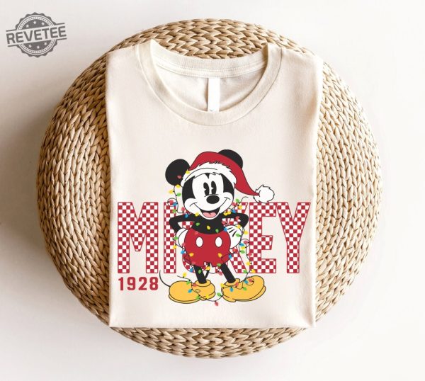 Retro Checkered Mickey Christmas Shirt Christmas Family Shirt Disney Christmas Shirt For Kids Youth Toddler Disneyland Sweatshirt Unique revetee 4