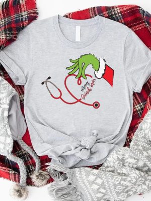 Grinch Nurse Shirt Christmas Nurse Tee Nurse Stethoscope Shirt Merry Grinchmas Shirt Nursing Christmas Shirt Nurse Student Gift Unique revetee 3