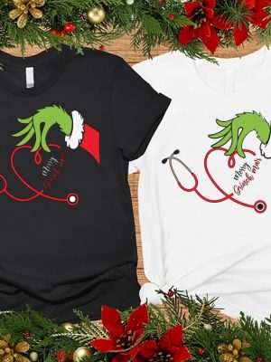 Grinch Nurse Shirt Christmas Nurse Tee Nurse Stethoscope Shirt Merry Grinchmas Shirt Nursing Christmas Shirt Nurse Student Gift Unique revetee 5