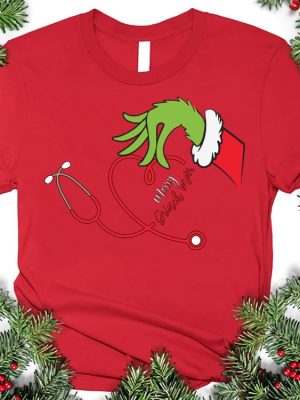 Grinch Nurse Shirt Christmas Nurse Tee Nurse Stethoscope Shirt Merry Grinchmas Shirt Nursing Christmas Shirt Nurse Student Gift Unique revetee 6