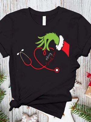 Grinch Nurse Shirt Christmas Nurse Tee Nurse Stethoscope Shirt Merry Grinchmas Shirt Nursing Christmas Shirt Nurse Student Gift Unique revetee 8