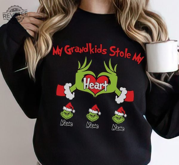 Personalized Grinchmas Kids Family Sweatshirt My Kid Stole My Heart Custom Sweatshirt Hoodie Gift For Family Shirt Grinch Grandma Shirt Unique revetee 1