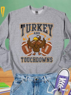 Turkey And Touchdowns Sweatshirt Thanksgiving Football Sweatshirt Turkey Football Shirt Football Mom Shirt Football Shirt Football Lover Unique revetee 4