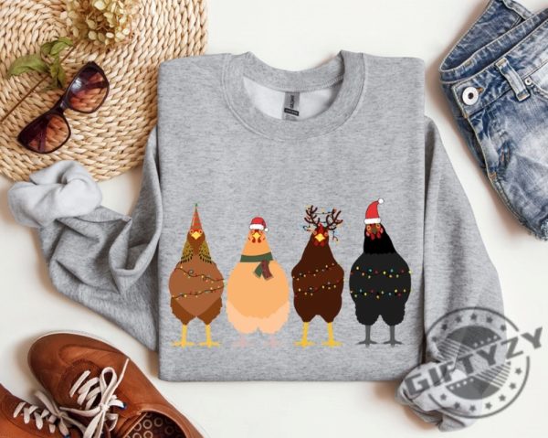 ute Christmas Chickens Shirt Funny Christmas Chicken Hoodie Christmas Crewneck Sweatshirt Holiday Tshirt Christmas Farm Shirt giftyzy 4