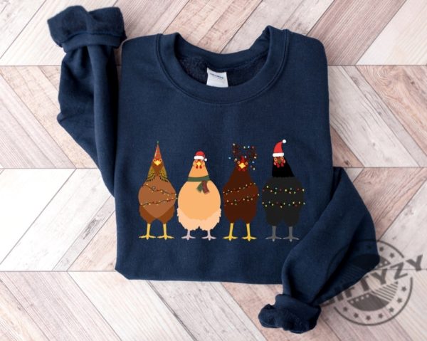 ute Christmas Chickens Shirt Funny Christmas Chicken Hoodie Christmas Crewneck Sweatshirt Holiday Tshirt Christmas Farm Shirt giftyzy 5
