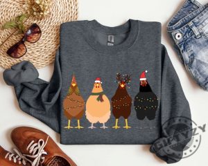 ute Christmas Chickens Shirt Funny Christmas Chicken Hoodie Christmas Crewneck Sweatshirt Holiday Tshirt Christmas Farm Shirt giftyzy 6