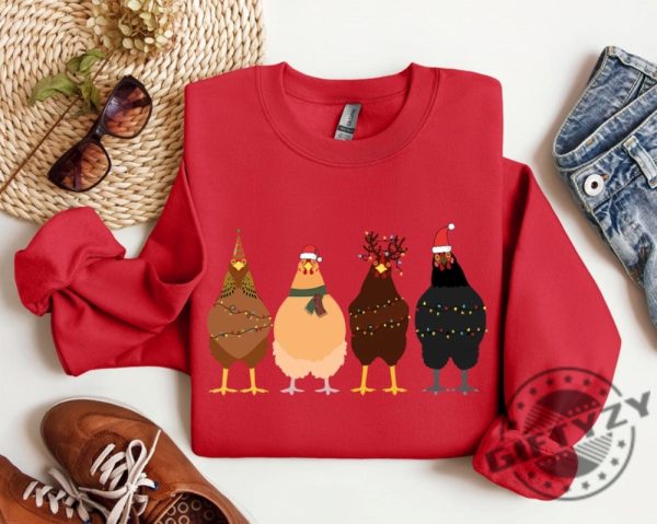 ute Christmas Chickens Shirt Funny Christmas Chicken Hoodie Christmas Crewneck Sweatshirt Holiday Tshirt Christmas Farm Shirt giftyzy 7