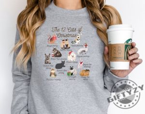 12 Cats Of Christmas Crewneck Sweatshirt Christmas Cat Hoodie Meowy Christmas Tshirt Cat Shirt giftyzy 5