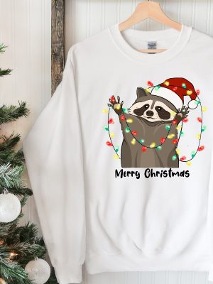 Christmas Sweatshirt Christmas Raccoon Sweatshirt Funny Animal Shirt Merry Christmas Sweatshirt Happy Holidays Gift Animal Xmas Hoodie Unique revetee 2