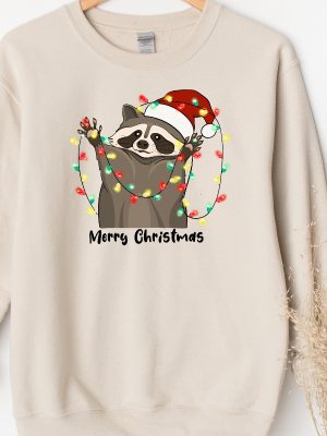 Christmas Sweatshirt Christmas Raccoon Sweatshirt Funny Animal Shirt Merry Christmas Sweatshirt Happy Holidays Gift Animal Xmas Hoodie Unique revetee 3