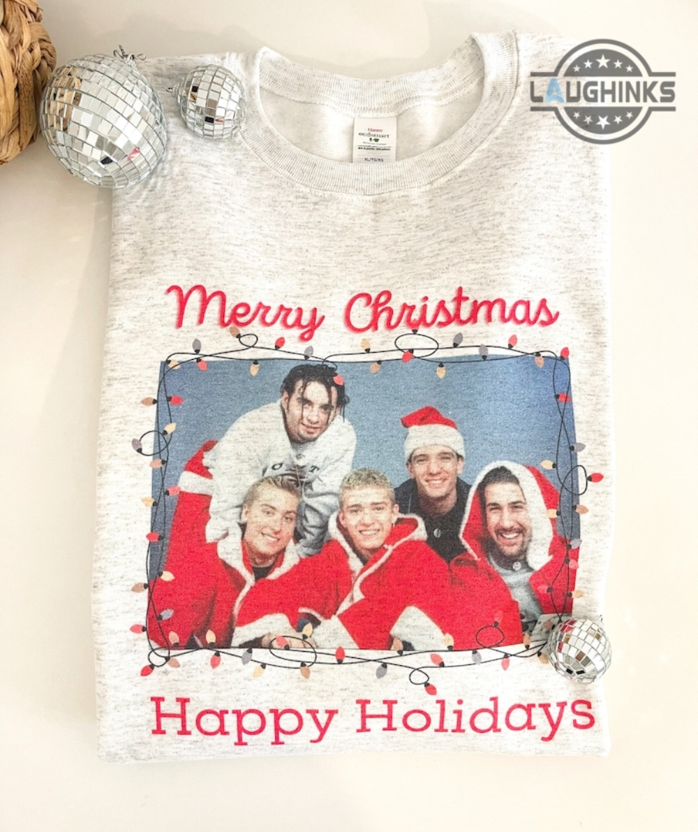 nsync christmas sweatshirt tshirt hoodie mens womens vocal group nsync merry christmas happy holidays shirts funny xmas sweater nsync members gift for her laughinks 1