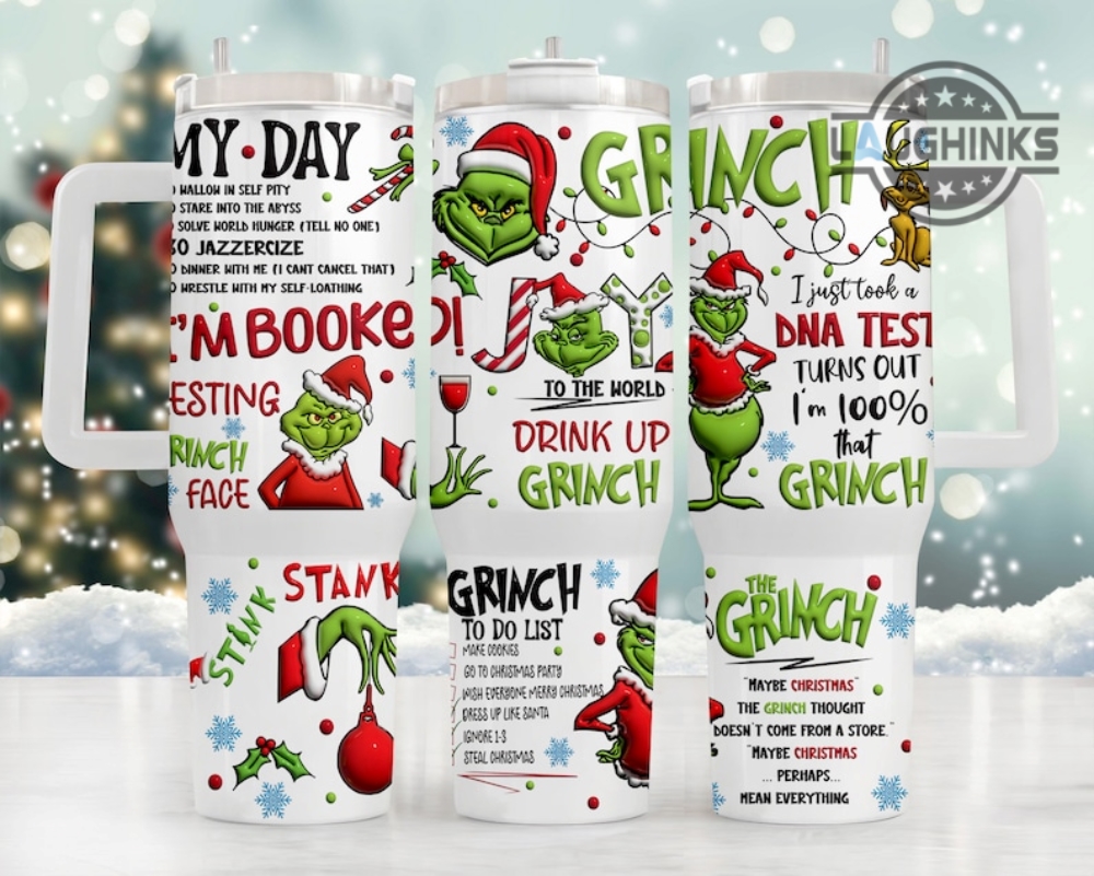 40oz Grinch Stainless Steel Tumblers with Handle Travel Mug