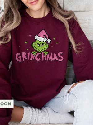 Merry Grinchmas Sweater Grinchy On The Inside Bougie On The Outside Shirt Greench Pink Shirt Funny Christmas Shirt Grinch Quotes Shirt Unique revetee 2