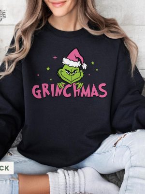 Merry Grinchmas Sweater Grinchy On The Inside Bougie On The Outside Shirt Greench Pink Shirt Funny Christmas Shirt Grinch Quotes Shirt Unique revetee 3