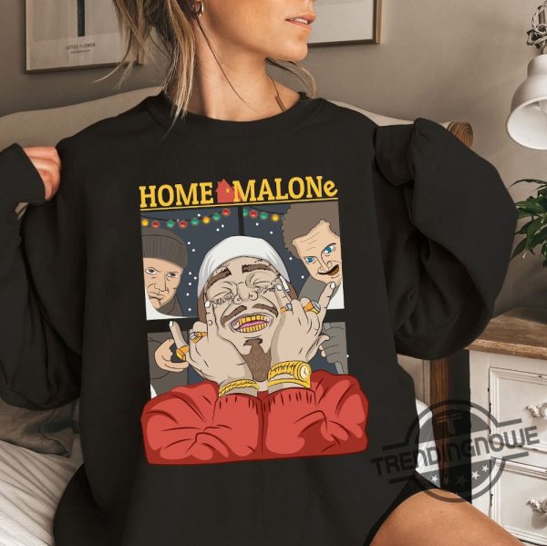 Post Malone Shirt Home Malone Shirt Home Alone Parody Celebrity Sweater Home Malone Christmas Home alone Sweatshirt trendingnowe.com 1