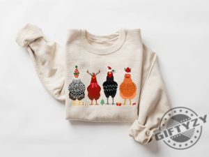 Cute Christmas Chickens Shirt Christmas Farm Animal Sweatshirt Chickens Lover Hoodie Funny Holiday Tshirt Christmas Chickens Gift giftyzy 2