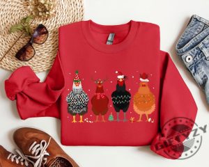 Cute Christmas Chickens Shirt Christmas Farm Animal Sweatshirt Chickens Lover Hoodie Funny Holiday Tshirt Christmas Chickens Gift giftyzy 6