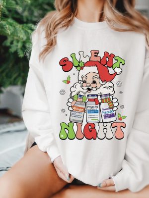 Silent Night Christmas Sweatshirt Retro Icu Nurse Shirt Santas Helpers Anesthesiologist Crna Sweater Holiday Nurse Gift Unique revetee 2