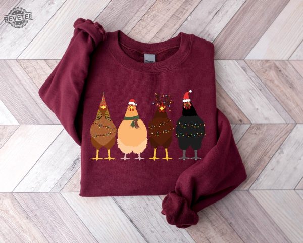 ute Christmas Chickens Sweatshirt Christmas Farm Sweatshirt Funny Christmas Chicken Sweatshirt Christmas Crewneck Holiday Sweatshirt Unique revetee 1