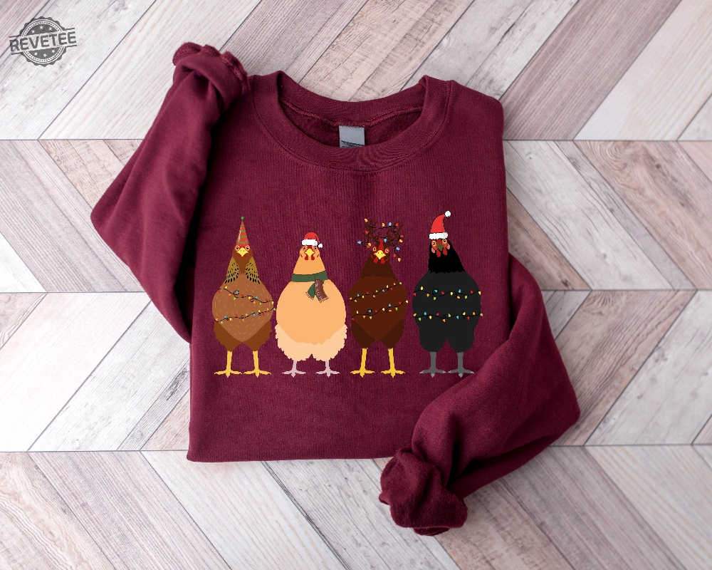 Сute Christmas Chickens Sweatshirt Christmas Farm Sweatshirt Funny Christmas Chicken Sweatshirt Christmas Crewneck Holiday Sweatshirt Unique