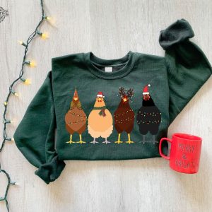 ute Christmas Chickens Sweatshirt Christmas Farm Sweatshirt Funny Christmas Chicken Sweatshirt Christmas Crewneck Holiday Sweatshirt Unique revetee 3