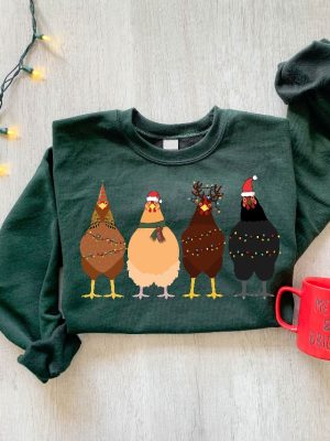 ute Christmas Chickens Sweatshirt Christmas Farm Sweatshirt Funny Christmas Chicken Sweatshirt Christmas Crewneck Holiday Sweatshirt Unique revetee 3