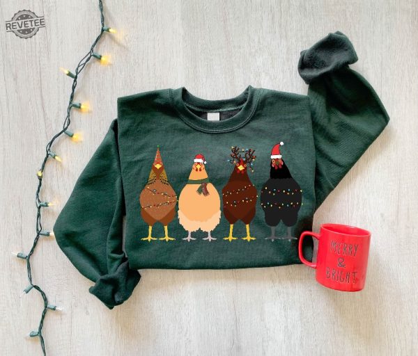 ute Christmas Chickens Sweatshirt Christmas Farm Sweatshirt Funny Christmas Chicken Sweatshirt Christmas Crewneck Holiday Sweatshirt Unique revetee 3