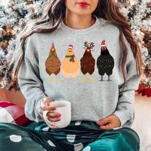 ute Christmas Chickens Sweatshirt Christmas Farm Sweatshirt Funny Christmas Chicken Sweatshirt Christmas Crewneck Holiday Sweatshirt Unique revetee 4