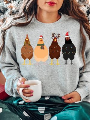 ute Christmas Chickens Sweatshirt Christmas Farm Sweatshirt Funny Christmas Chicken Sweatshirt Christmas Crewneck Holiday Sweatshirt Unique revetee 4