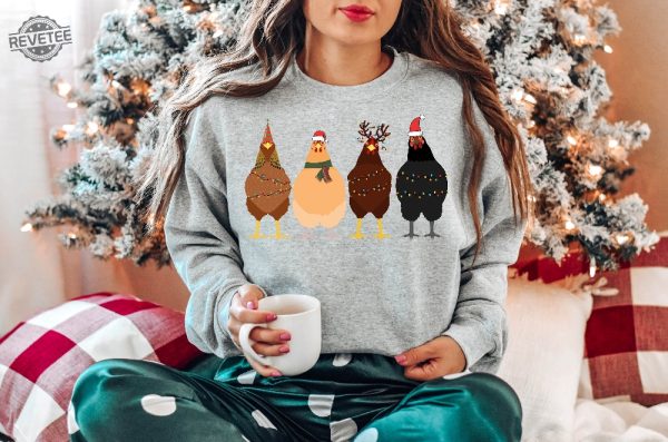 ute Christmas Chickens Sweatshirt Christmas Farm Sweatshirt Funny Christmas Chicken Sweatshirt Christmas Crewneck Holiday Sweatshirt Unique revetee 4