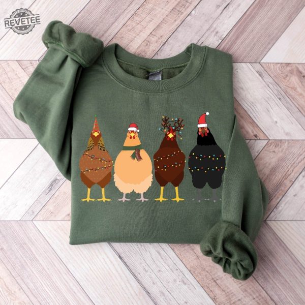 ute Christmas Chickens Sweatshirt Christmas Farm Sweatshirt Funny Christmas Chicken Sweatshirt Christmas Crewneck Holiday Sweatshirt Unique revetee 5