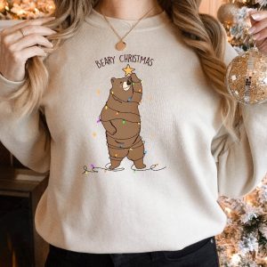 Beary Christmas Sweatshirt Funny Christmas Bear Sweater Bear Lover Gift Christmas Crewneck Womens Christmas Shirt Christmas Bear Tshirt Unique revetee 2