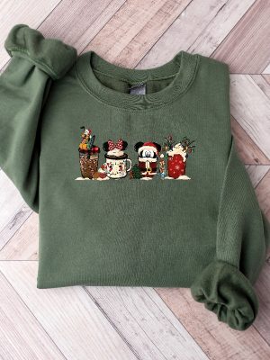 Cute Disney Mickey Minnie Pluto Christmas Coffee Tshirt Sweatshirt Cute Christmas Shirts Disney Christmas Coffee Shirts Mickey Fan Gift Unique revetee 2