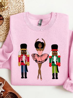 Sugar Plum Fairy Shirt Black Nutcracker Christmas Sweatshirt African American Christmas Shirt Holiday Sweaters Pink Nutcracker Gifts Unique revetee 2