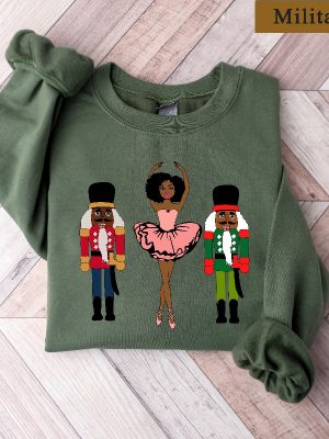 Sugar Plum Fairy Shirt Black Nutcracker Christmas Sweatshirt African American Christmas Shirt Holiday Sweaters Pink Nutcracker Gifts Unique revetee 3