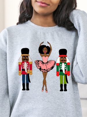 Sugar Plum Fairy Shirt Black Nutcracker Christmas Sweatshirt African American Christmas Shirt Holiday Sweaters Pink Nutcracker Gifts Unique revetee 4