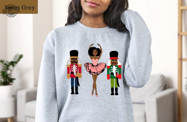 Sugar Plum Fairy Shirt Black Nutcracker Christmas Sweatshirt African American Christmas Shirt Holiday Sweaters Pink Nutcracker Gifts Unique revetee 4