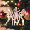 taylor swift christmas ornaments vintage the eras tour 2023 concert taylor wearing santa hat fan wooden ornament gift merry swiftmas tree decorations laughinks 1
