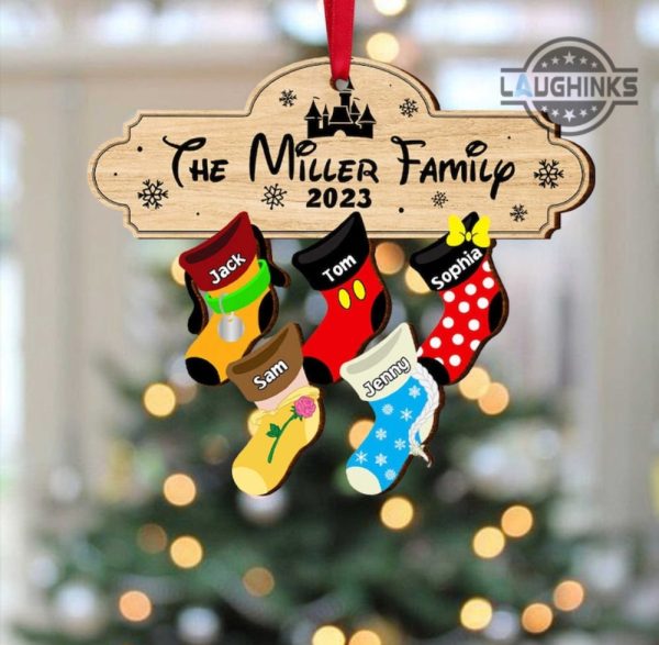 custom family christmas ornaments personalized disney mickey mouse stockings xmas tree decorations family socks wooden ornament laughinks 5