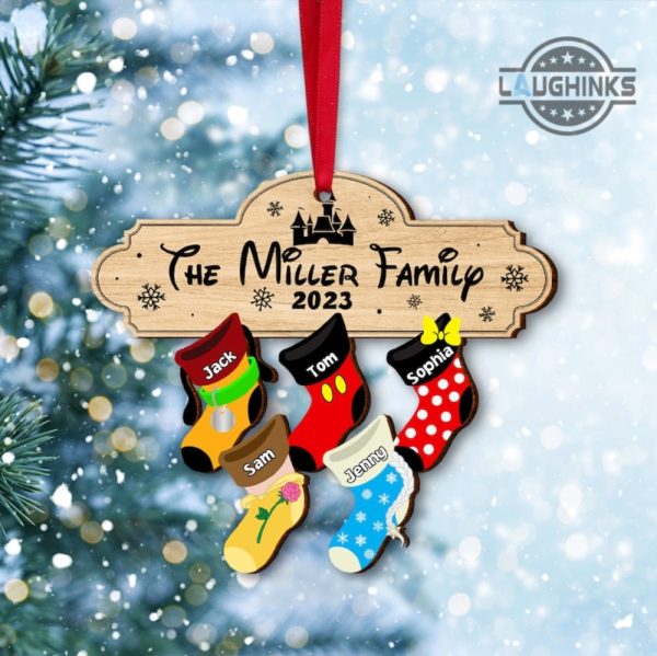 custom family christmas ornaments personalized disney mickey mouse stockings xmas tree decorations family socks wooden ornament laughinks 6