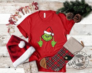 Grinch Middle Finger Shirt Funny Grinch Hoodie Evil Grinch Tshirt Middle Finger Pullover Crewneck Sweater Christmas Gift For Grinch Lover giftyzy 3