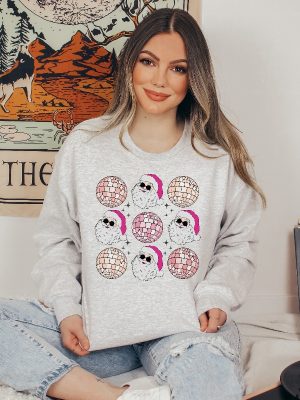 Disco Christmas Sweatshirt Pink Christmas Sweatshirt Disco Santa Shirt Unique revetee 3