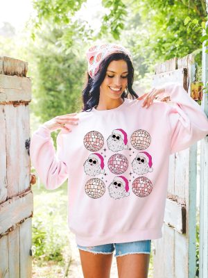 Disco Christmas Sweatshirt Pink Christmas Sweatshirt Disco Santa Shirt Unique revetee 4