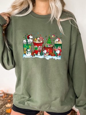 Snoopy Coffee Cup Christmas Sweatshirt Peanuts Christmas Hoodie Snoopy Dog Shirt Snoopy Christmas Sweater Christmas Dog Tshirt Unique revetee 2